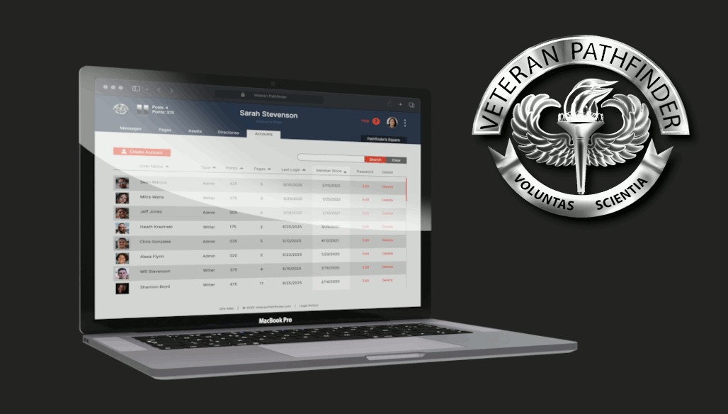 Veteran Pathfinder Logo and screen shot